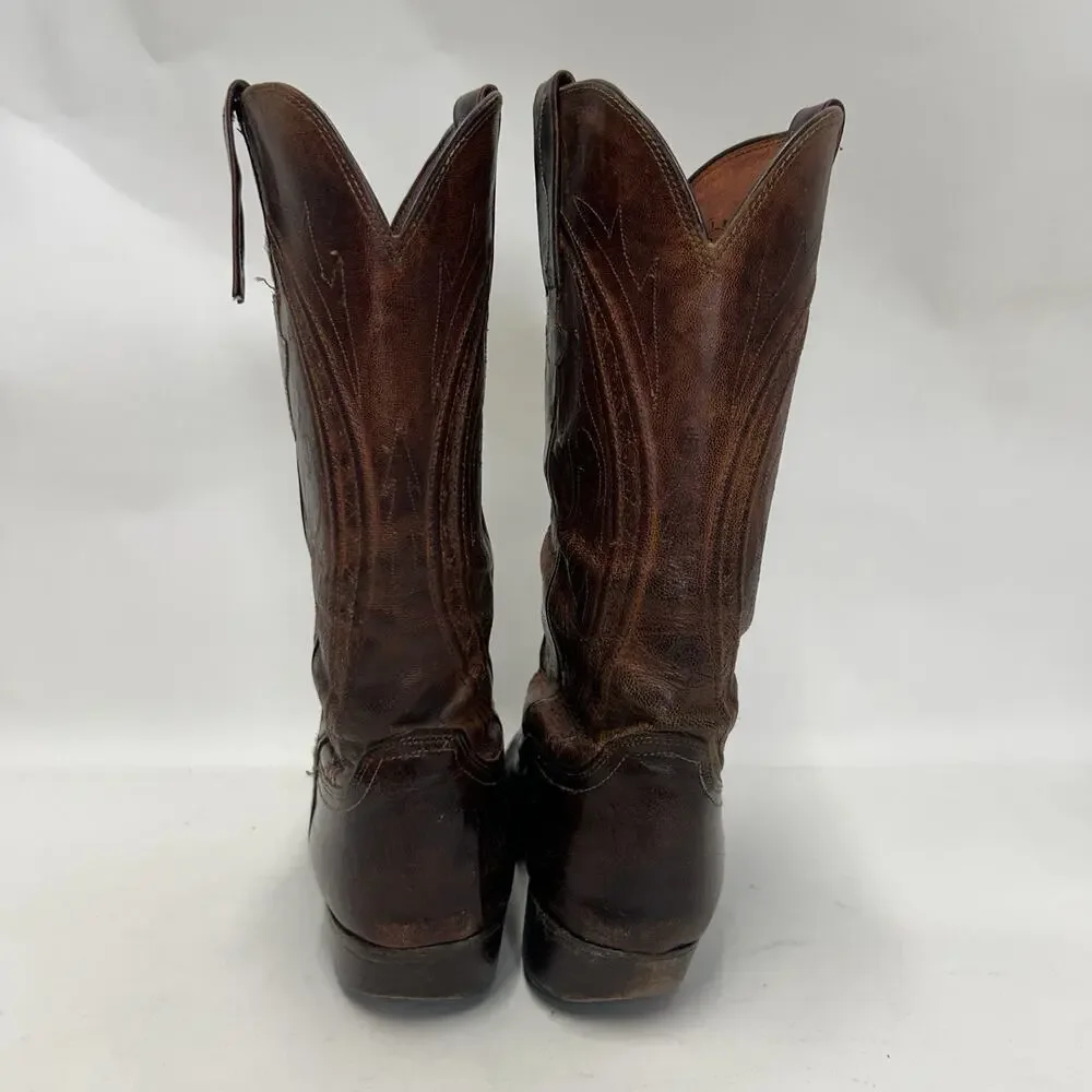 Vintage Lucchese Western Cowboy Boots Goat “Brown”